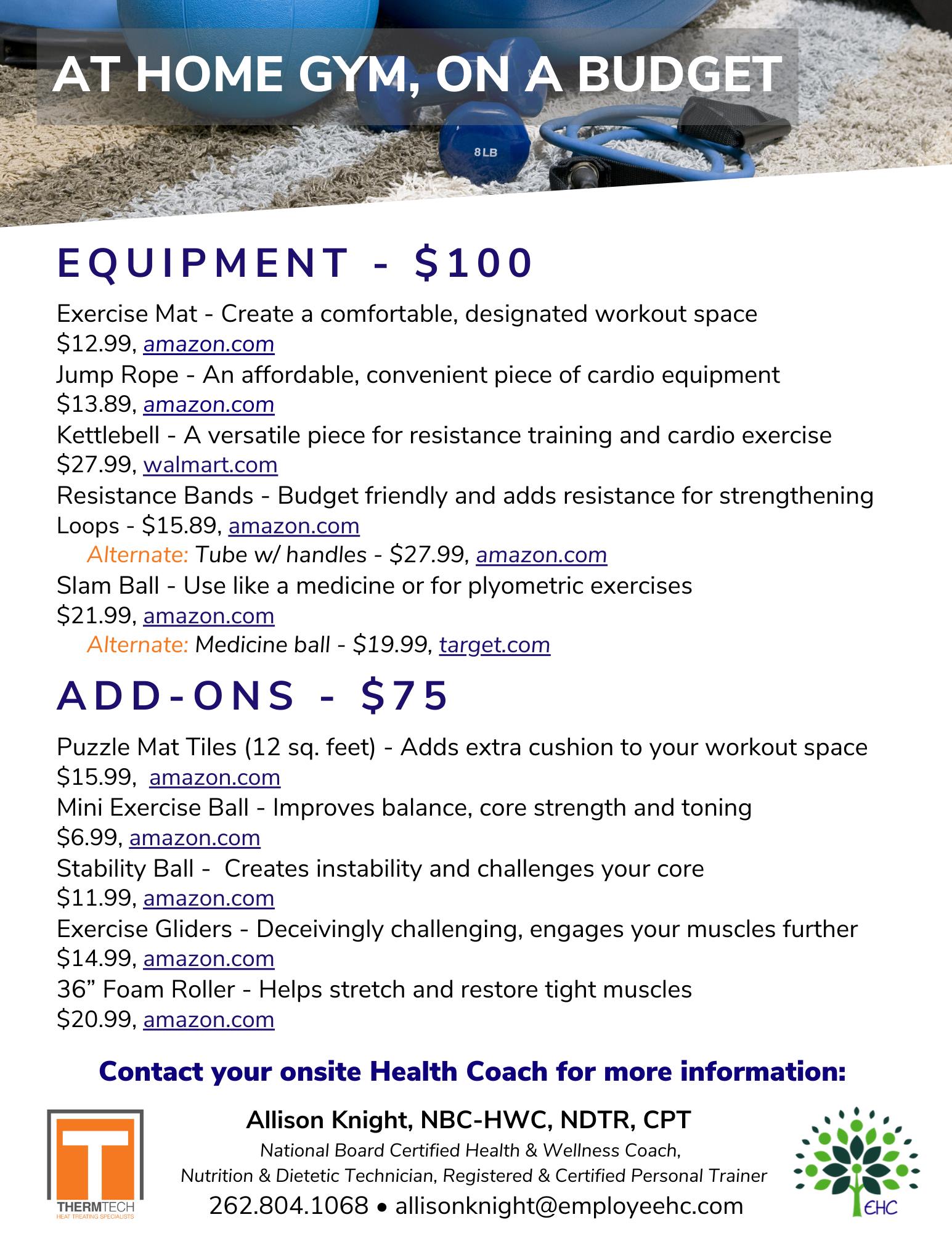 Creating a budget friendly, at home gym. Are you looking