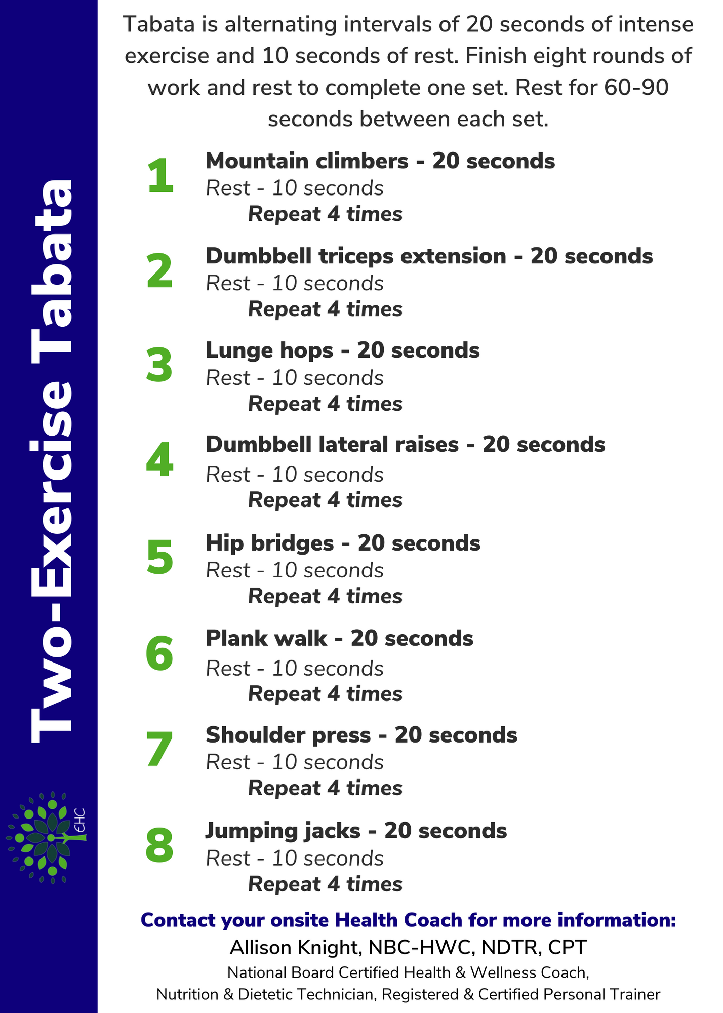 Fitness Friday TwoExercise Tabata 20minute Tabata